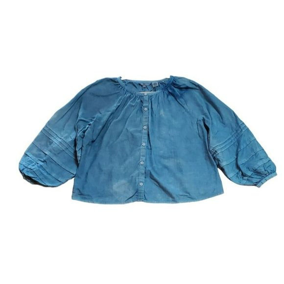 Levi's Women's Blue Chambray Tie Dye Blouse Size XL Distressed Acid Washed - Picture 3 of 5